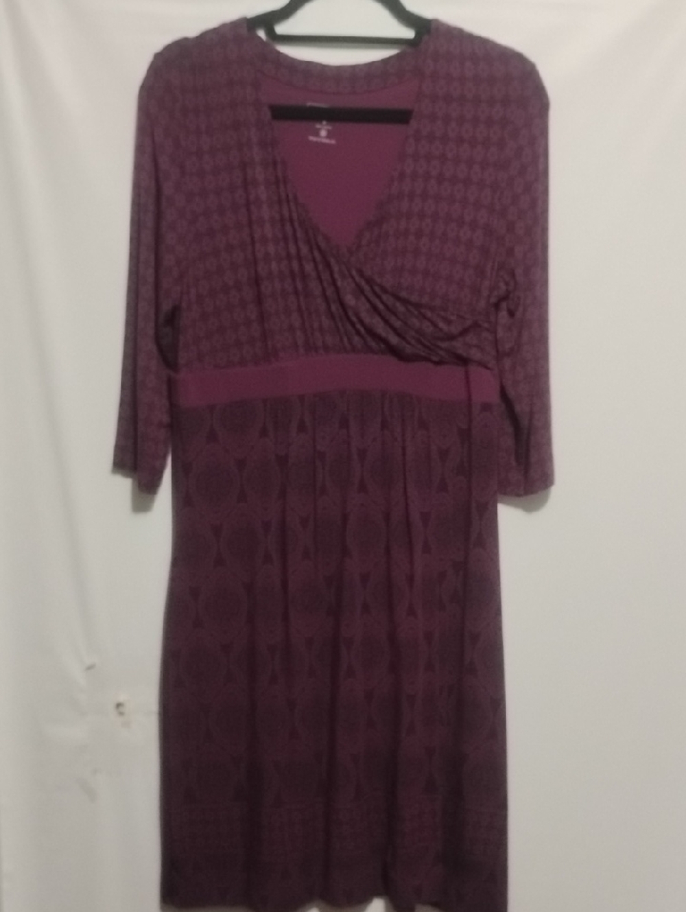 Athleta Plum Patterned Long-Sleeve Wrap Whimsical‎ Dress